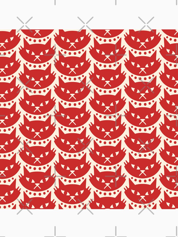 Mid Century Modern Cat Pattern 341 Red and Beige by tonymagnerart
