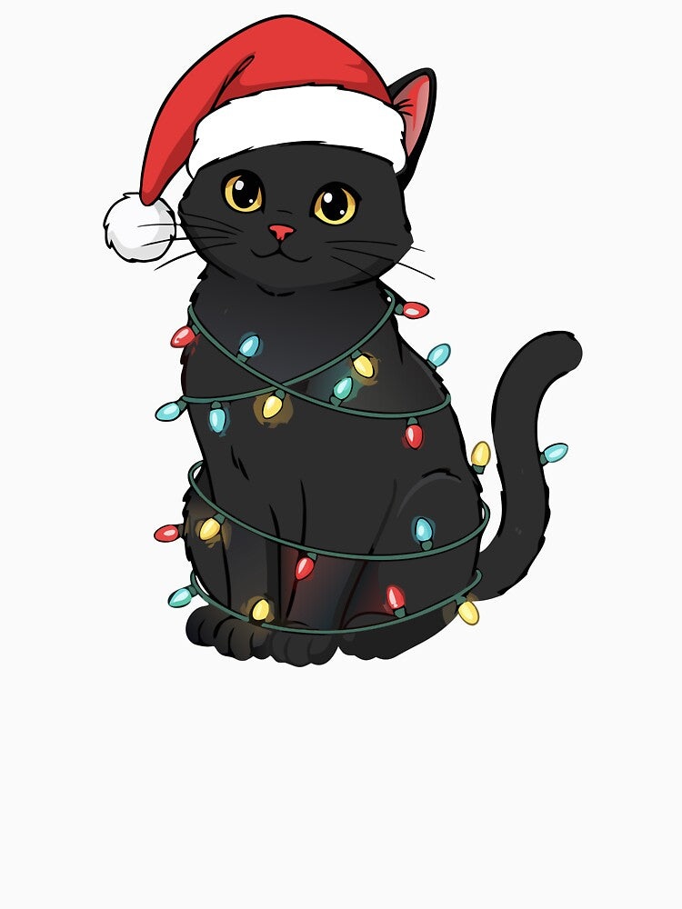 Black Cat Christmas Lights – Funny Santa Kitten LED Tree Glow by motivato