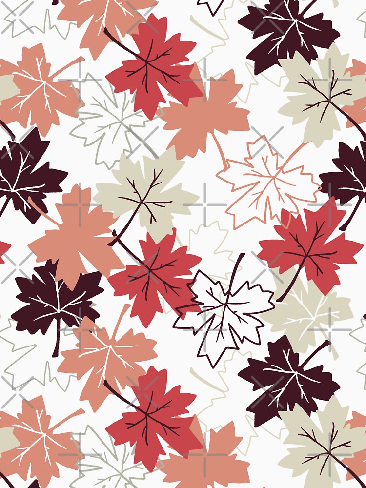 Red Autumn Maple Leaves Pattern Art by FlinArt