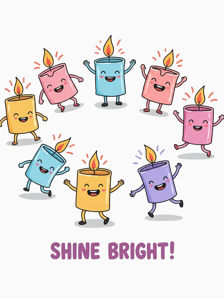 Shine Bright Hanukkah Candle – Cute Colorful Festival of Lights by Dezyra Clothing