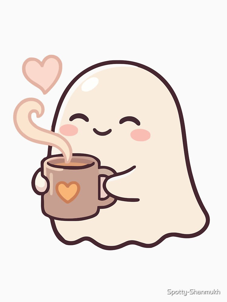 Cute Coffee Ghost Cozy Kawaii Love Aesthetic by Spotty-Shanmukh