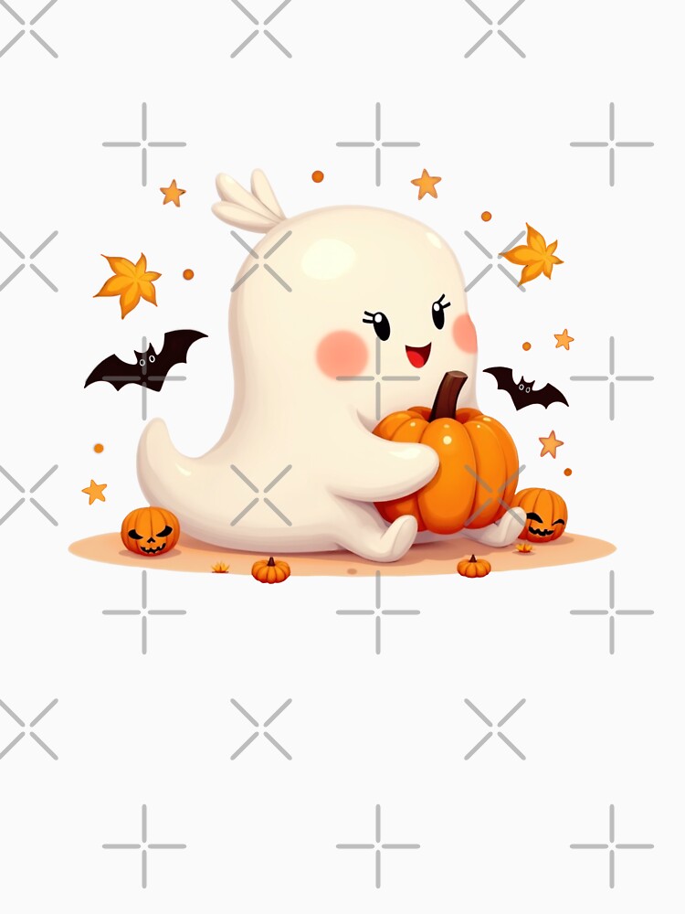 Cute Halloween ghost with pumpkin by FunnyPrintscz