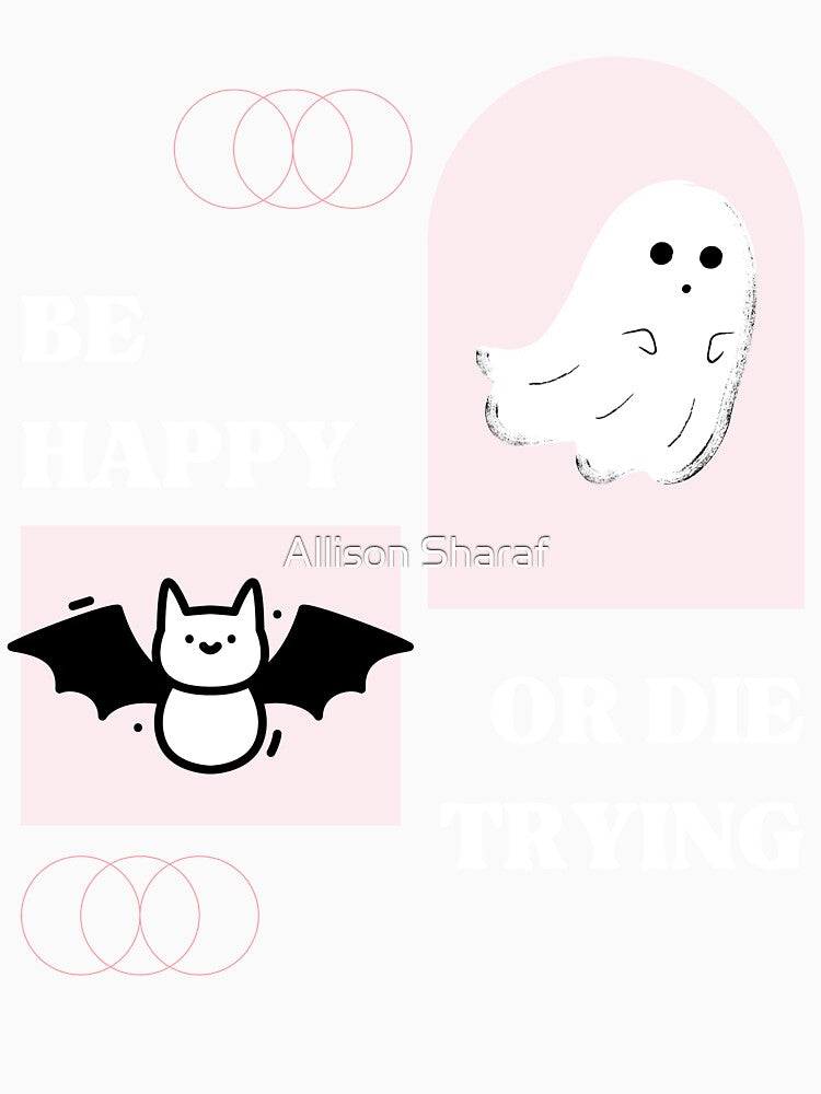 Be Happy or Die Trying Ghost Bat Pastel by Allison Sharaf