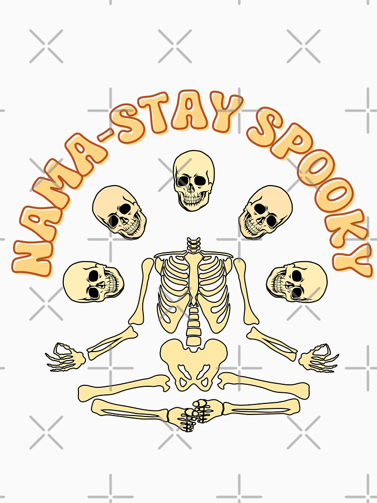 Namastay spooky skeleton halloween namaste spooky yoga skeleton by sirenaim