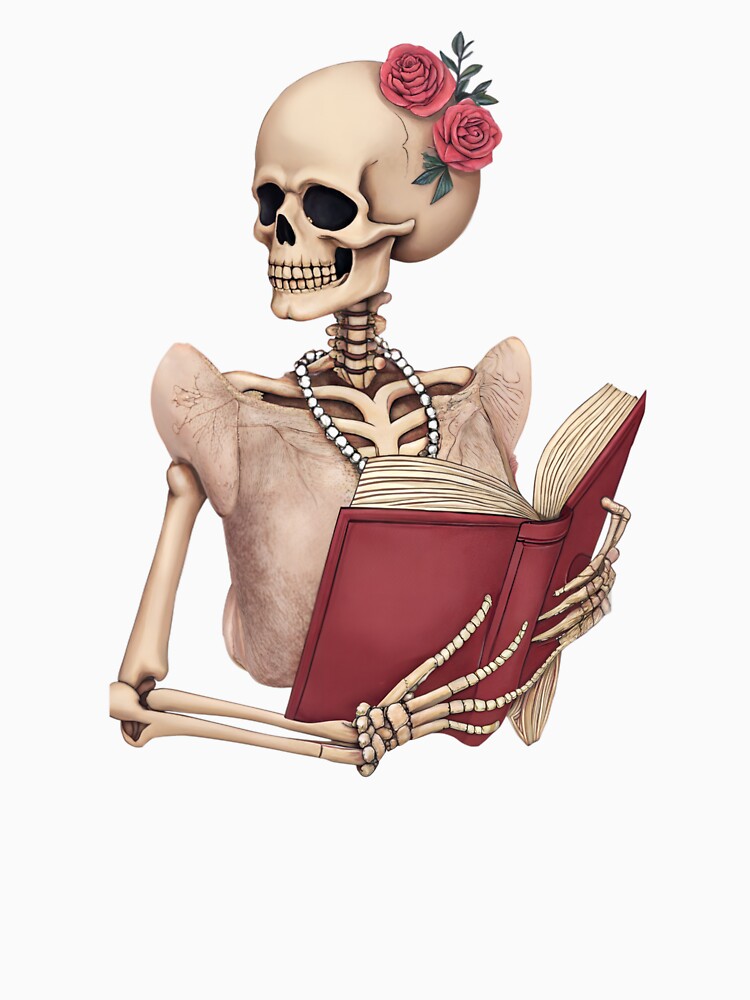 Bookish Skeleton with Roses by Vividdesignsau