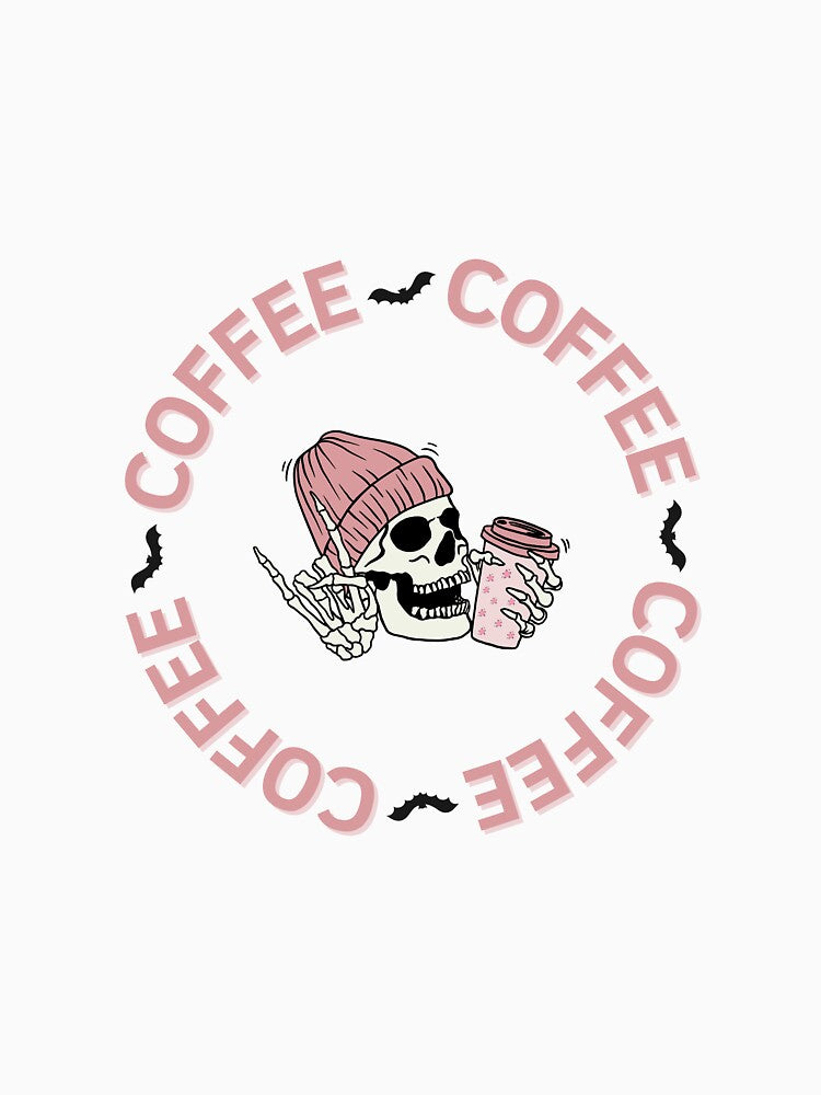 Pink Skeleton Drinking Coffee by GbzDigital