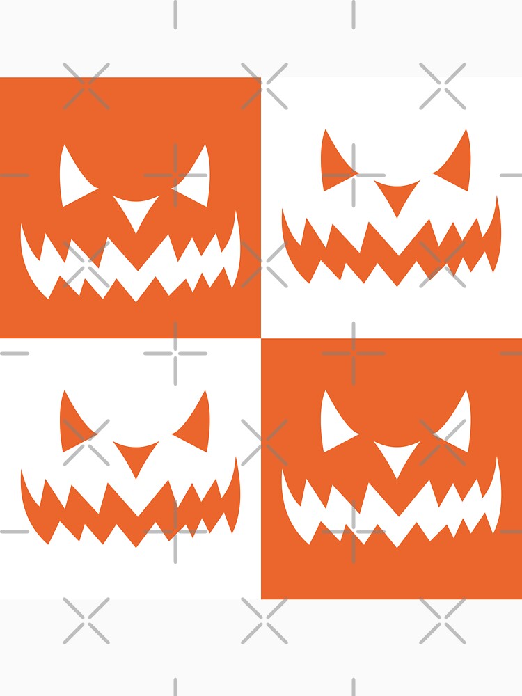 Checkered Orange and white scary face Pattern | Halloween Cute and spooky face Pattern | Halloween decor and gifts by Violet Treasures
