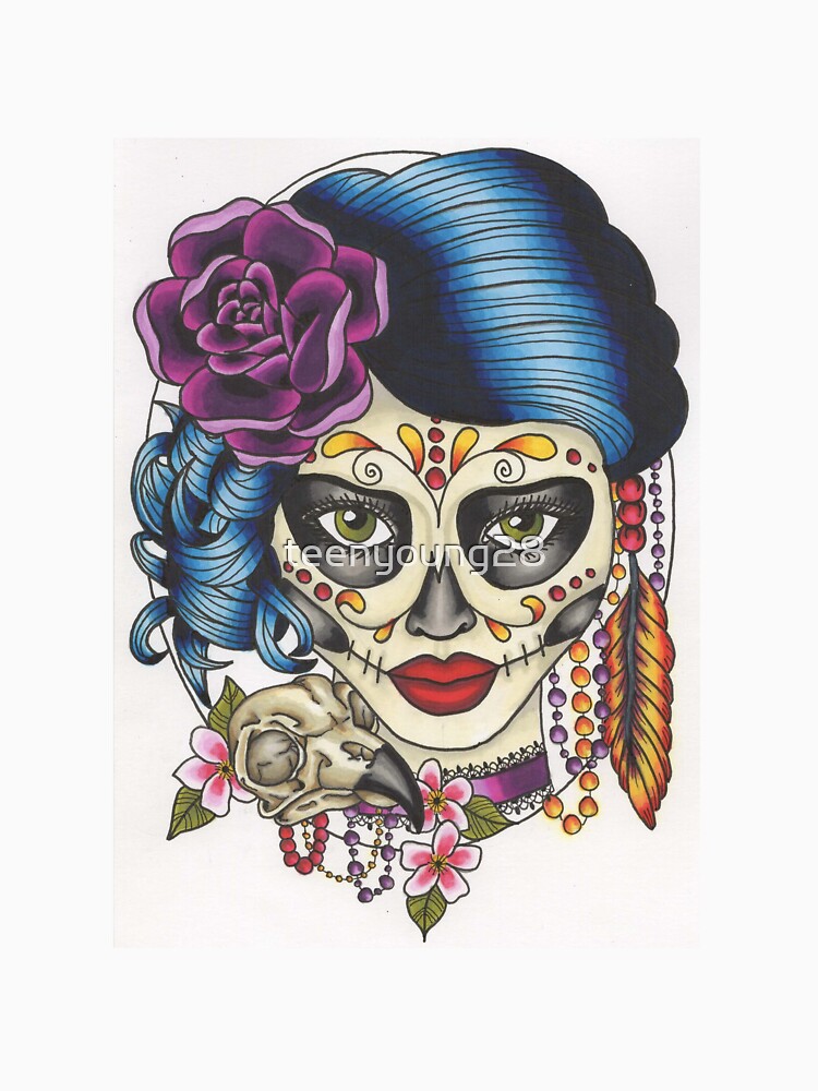 Tattoo Style Sugar Skull with Bird Skull by teenyoung28