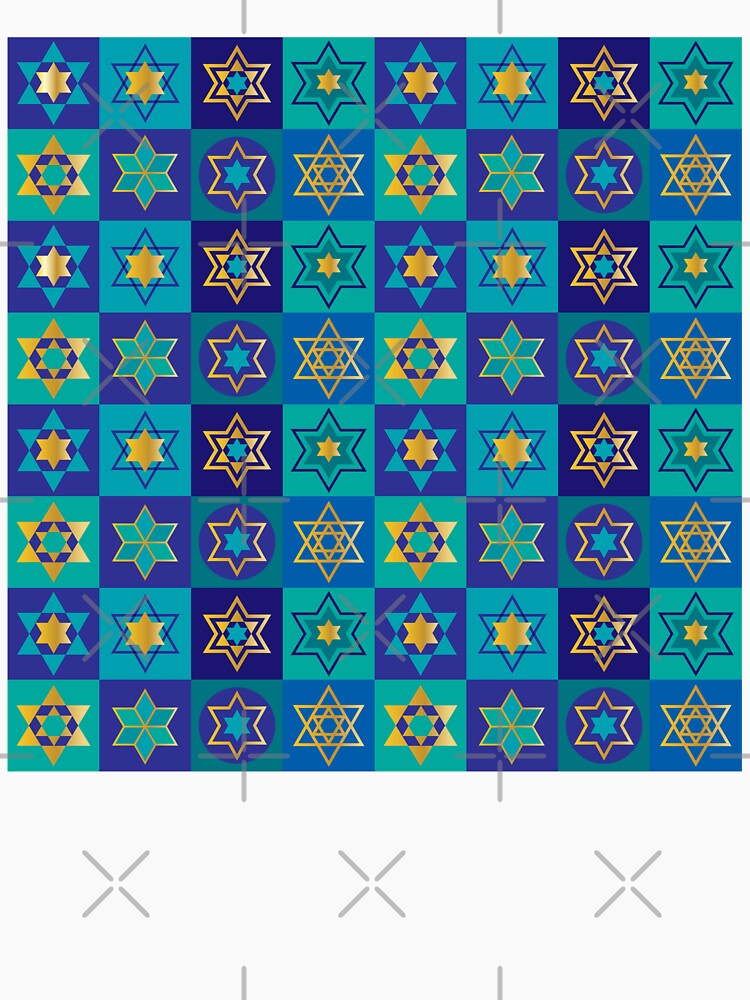 Hanukkah Star Of David All Over Print Blue Gold Happy Chanukah by Sunny Collections