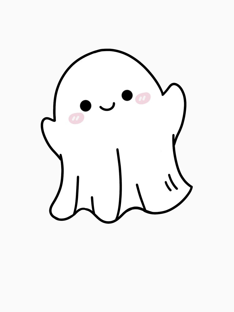 Cute Kawaii Ghost With Pink Blush by     Sela Art