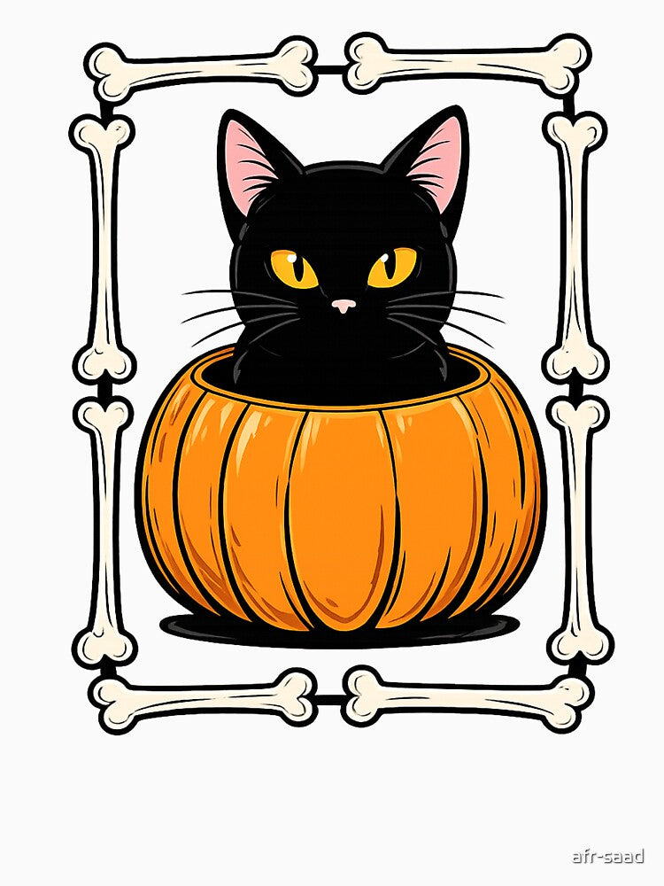 Black Cat in Pumpkin Halloween by afr-saad