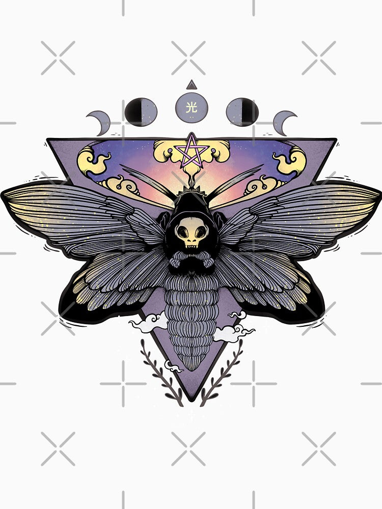 Death Head Moth Gothic Triangle Moon Phase Art by cellsdividing