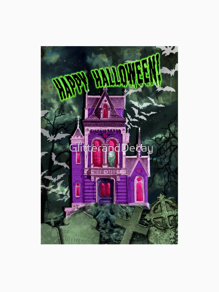 Happy Halloween Haunted House Card by GlitterandDecay