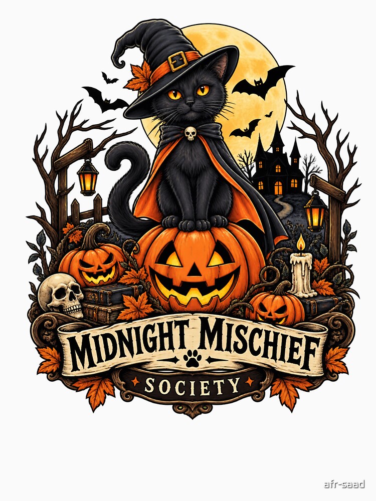 Midnight Mischief Black Cat Halloween by afr-saad