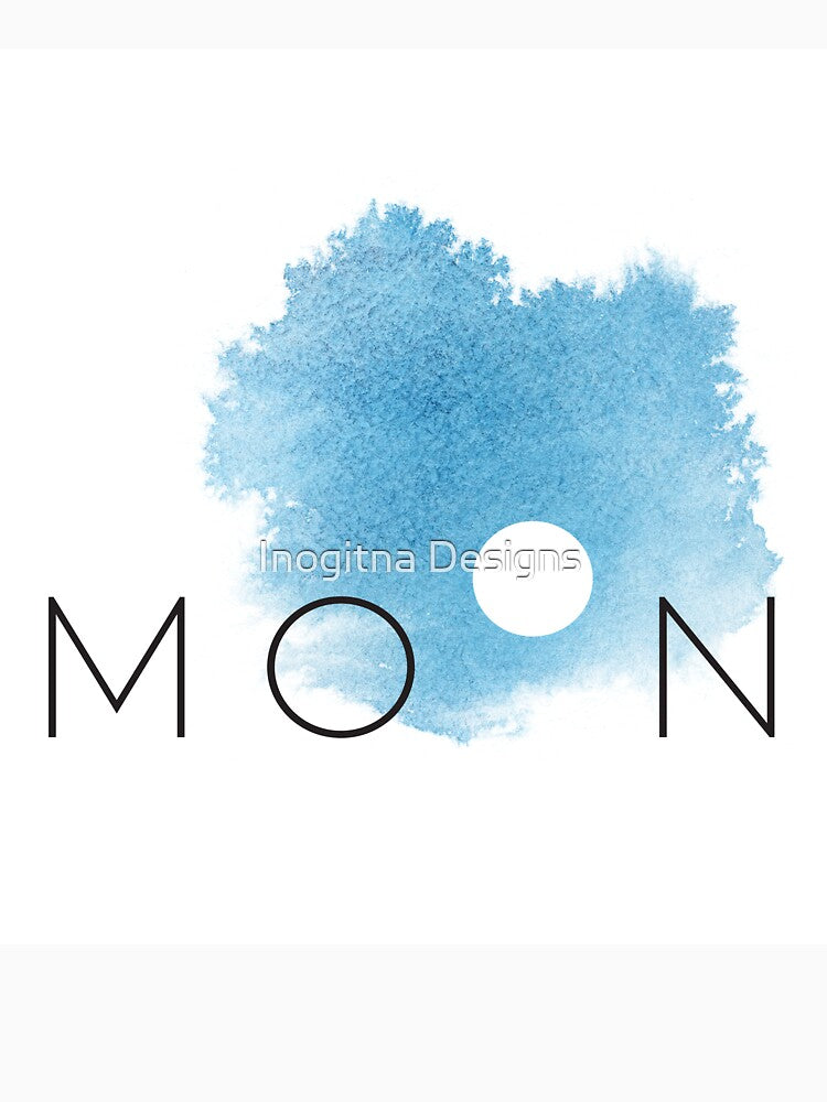 Full Moon Phase Blue Watercolor Lunar Sky Bohemian by Inogitna Designs