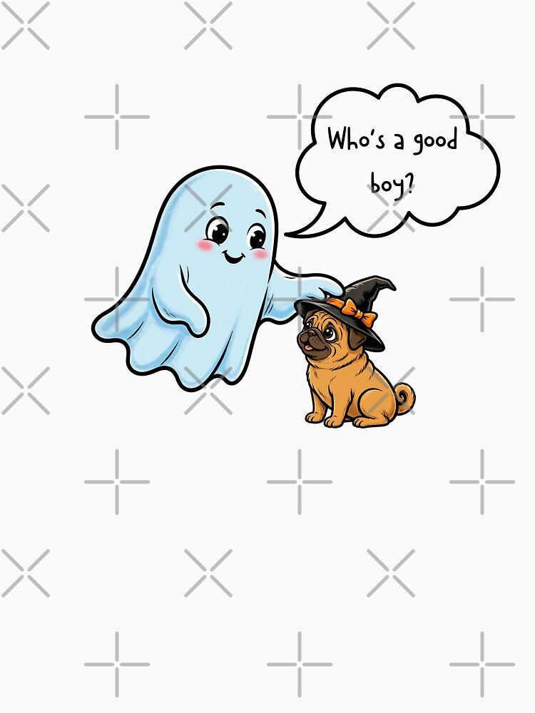Who's A Good Boy? - Cute Ghost Petting Pug Halloween - Funny Dog Lover Gift by Neurospicy Trolls