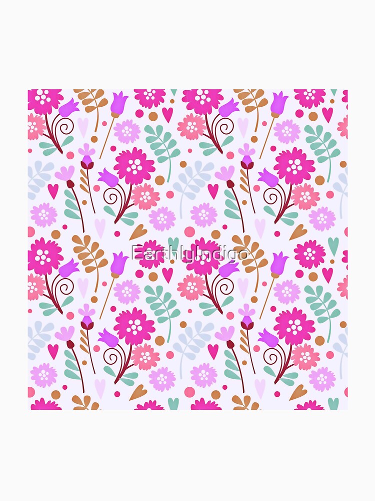 Pink Floral Spring Pattern, Pink Flowers Girly Pattern Spring Roses by EarthlyIndigo