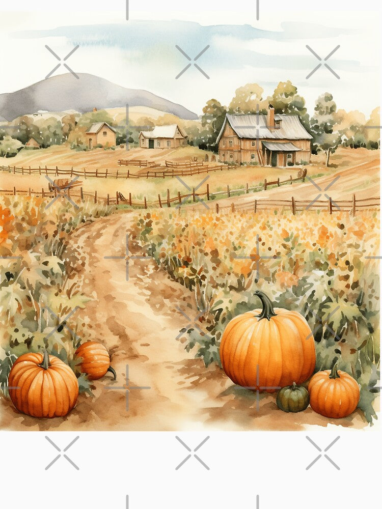 Pumpkin Harvest Fall Farm Print | Autumn Farmhouse Wall Art | Fall Season Poster by DigitalChickHub