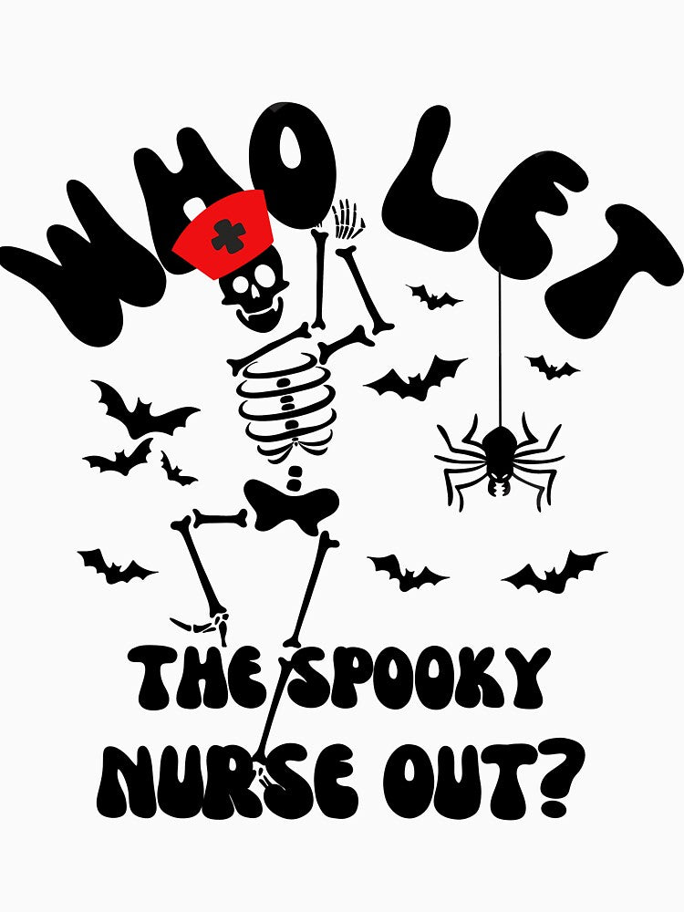 Retro Style Halloween Nurse Funny Quote "Who Let The Spooky Nurse Out?" by DonateWord