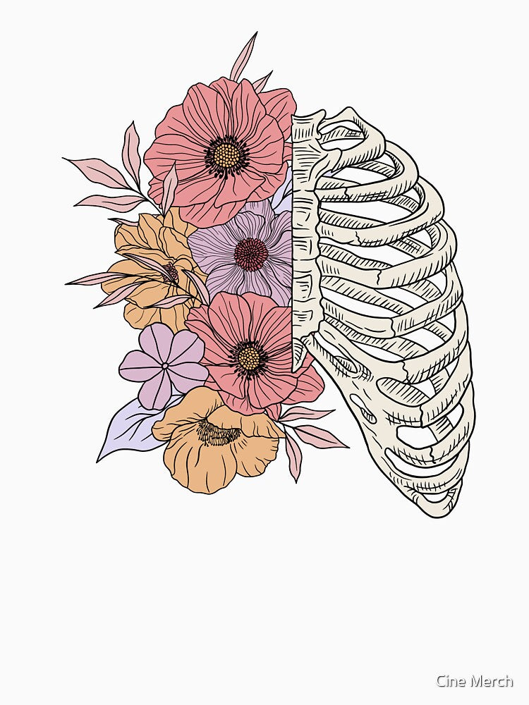 skeleton with flowers by Cine Merch