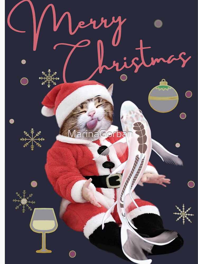 Merry Christmas Santa Cat Blep Collage - Funny Cute Christmas Cats by ViewerEqualsPhoton