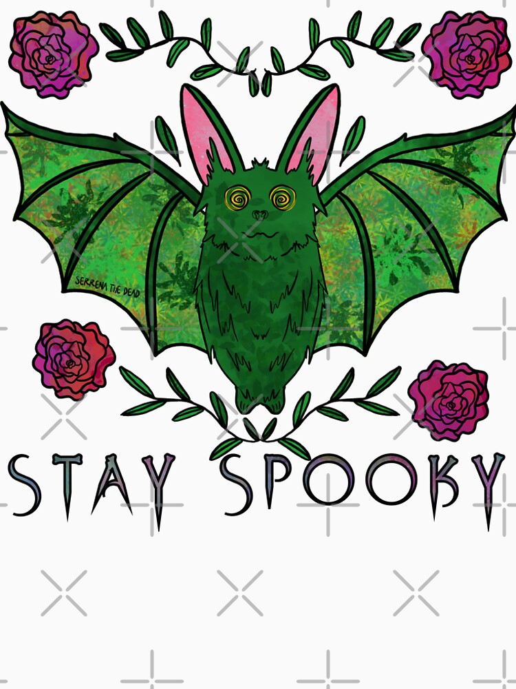 Stay Spooky Green Bat by SerrenathedeadART