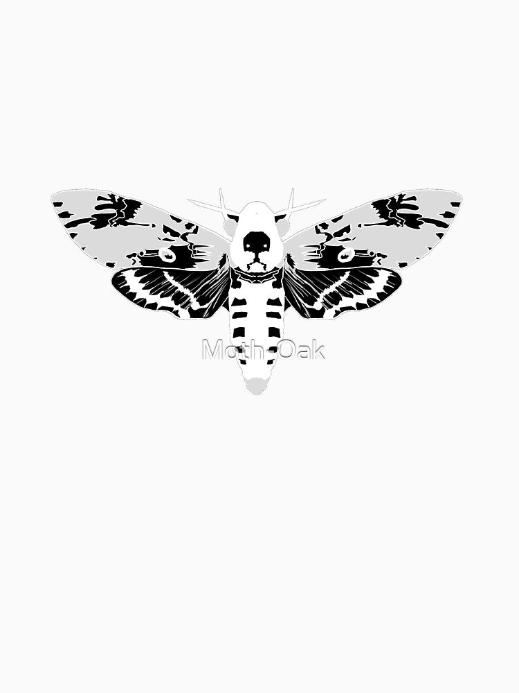 black and white inveted detailed death hawk moth by Moth-Oak