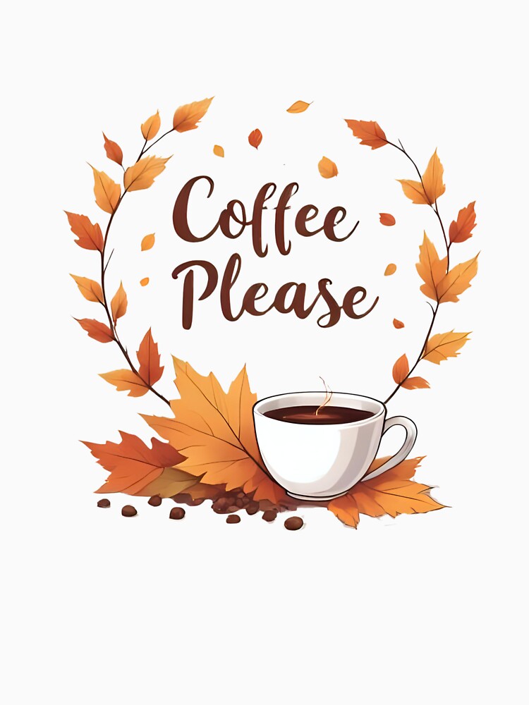 Autumn Leaves & Coffee Please Cozy Fall Quote Design by Pixel--Threads