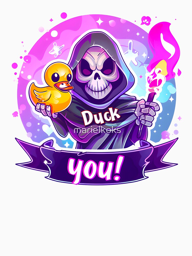 Funny duck. Duck you. Sarcastic skeleton. Snarky Skeleton by marielkoks