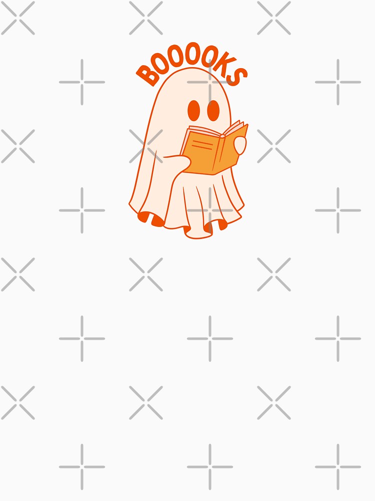 ghost reading booooks orange by catdiasart