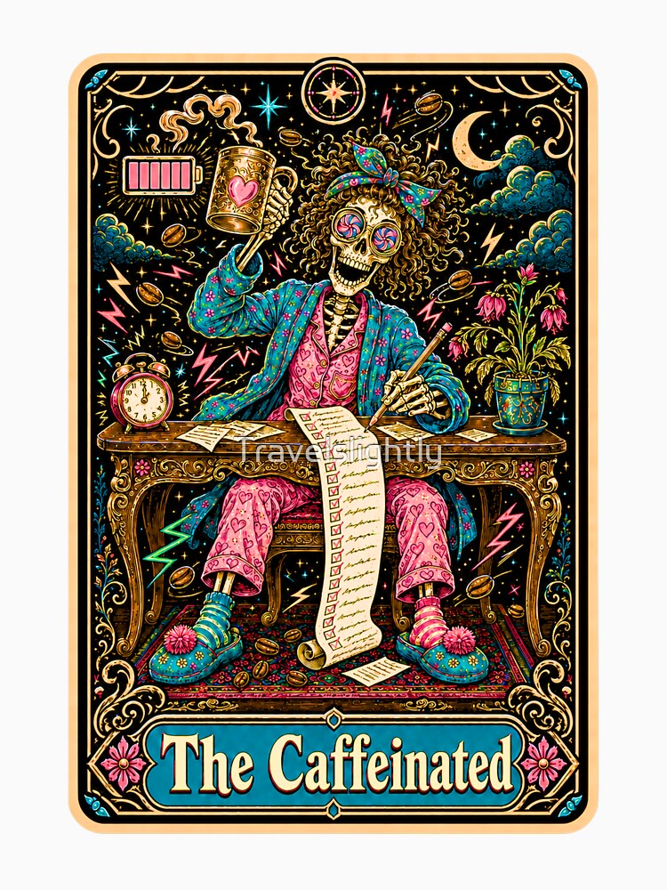 Funny Tarot Skeleton - The Caffeinated by Travelslightly