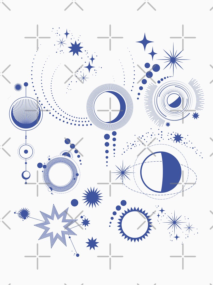 Celestial Boho Celestial Moon and Stars Astronomy Planets Magical Stars Sky by InnaMGraphic