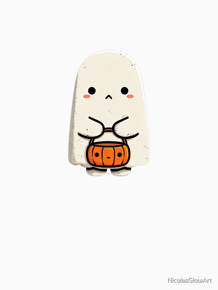 Ghost holding Pumpkin | T-Shirt by NicolasGlowArt