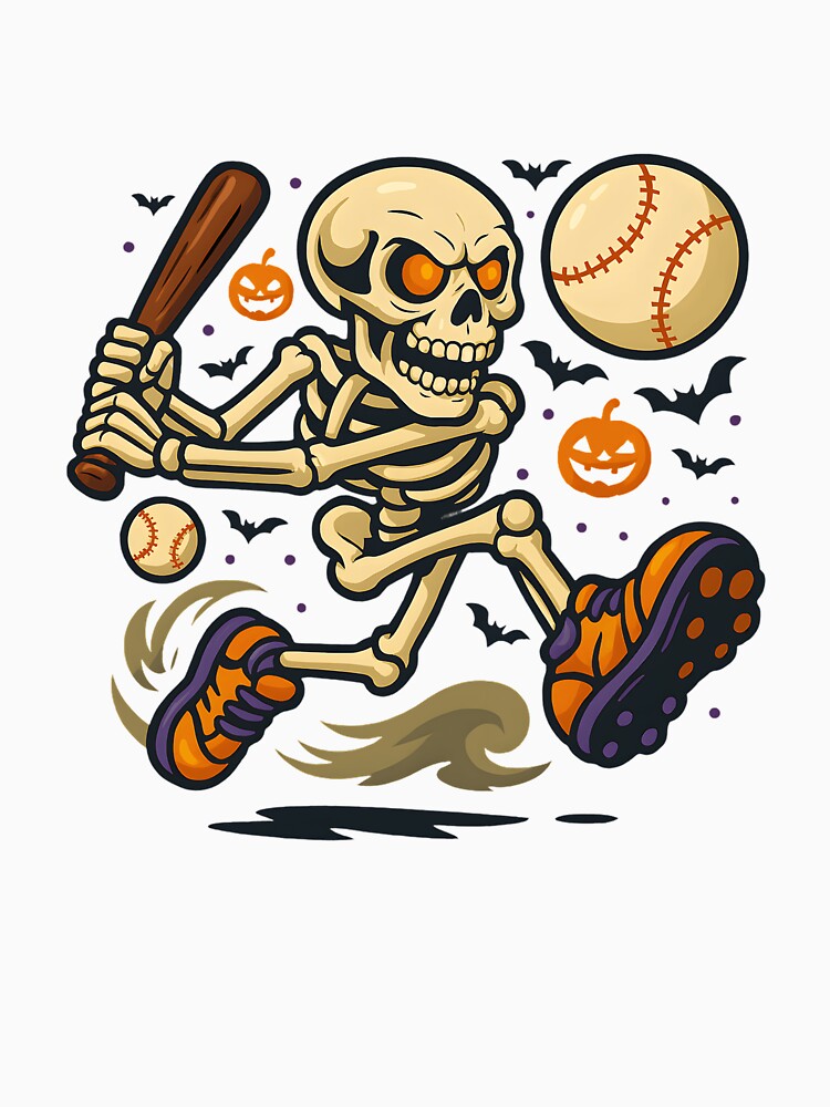 Skeleton Baseball Player Halloween Boys Men Kids by clothesy7