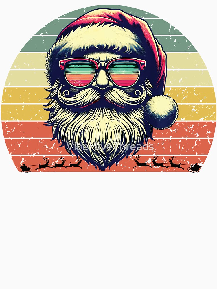 Retro Santa with Vintage Shades by VibeHiveThreads