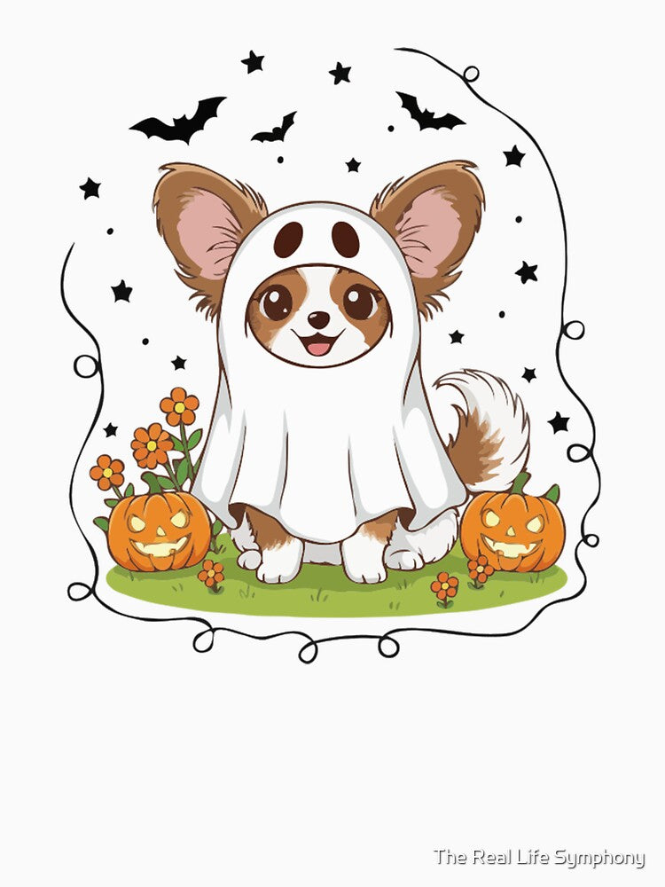 Papillon Puppy Ghost – Cute Halloween Dog Costume by The Real Life Symphony