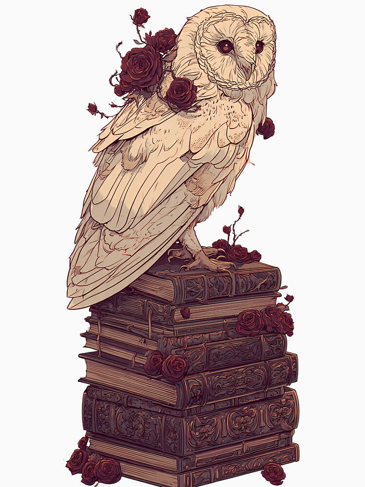 Gothic Bookish Owl by IllumeInk