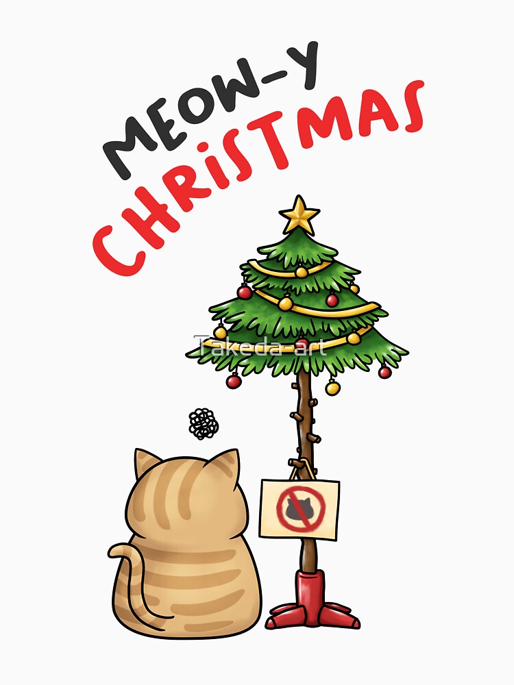 Meowy Christmas Funny Cat Christmas Tree by Takeda-art