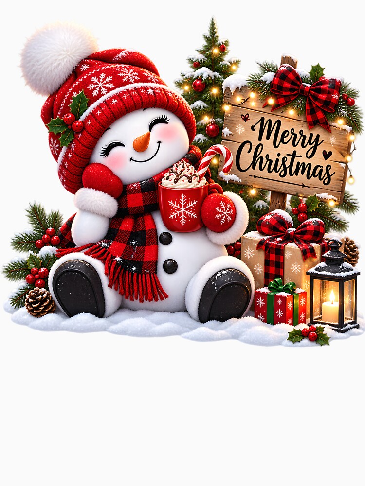 Cute Merry Christmas Snowman Cozy Holiday Design by TinyWeird