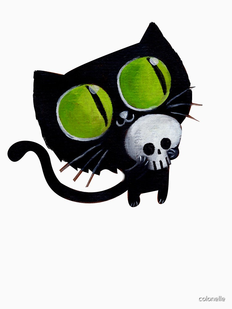 Black Halloween Cat with Skull by colonelle