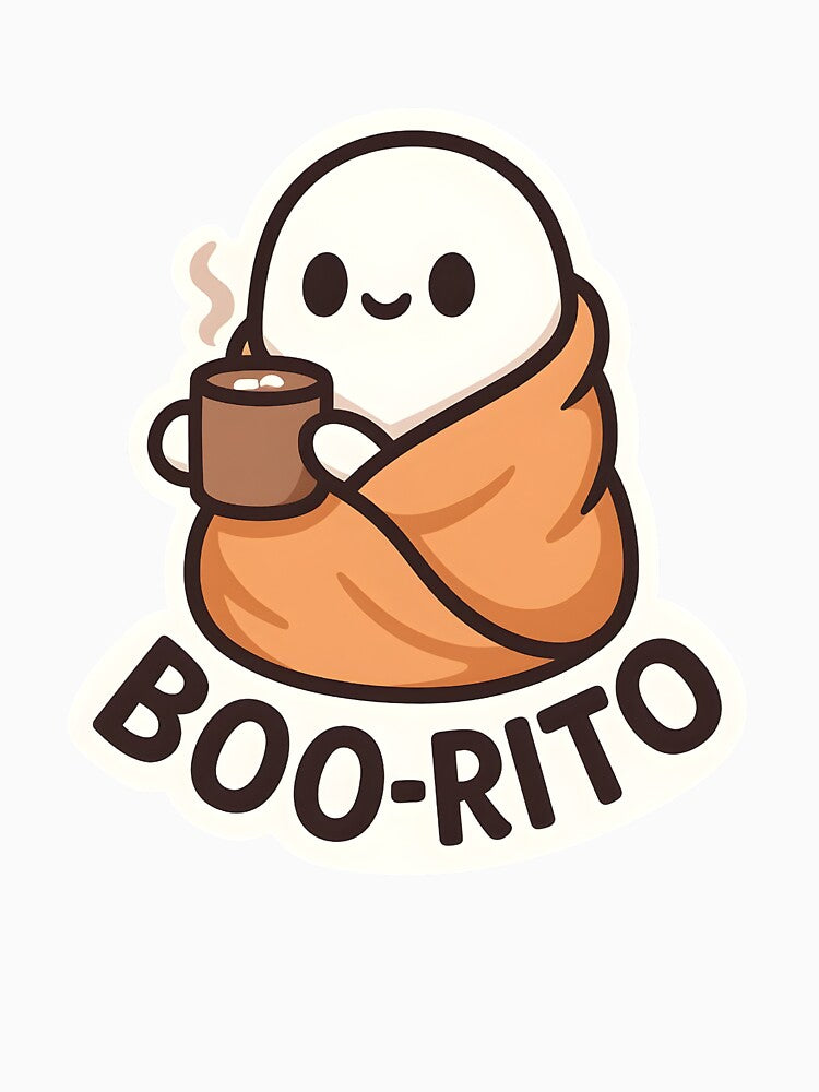Boo-rito Cozy Ghost with Coffee by Cheerioza