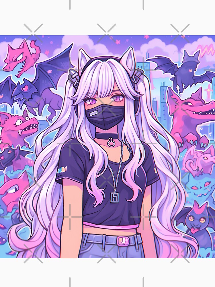 Masked Neko DJ with Night Bats by bubblegoth