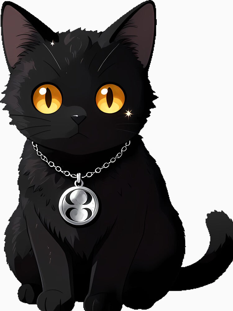 Gothic Black Cat Moon Amulet by IllumeInk