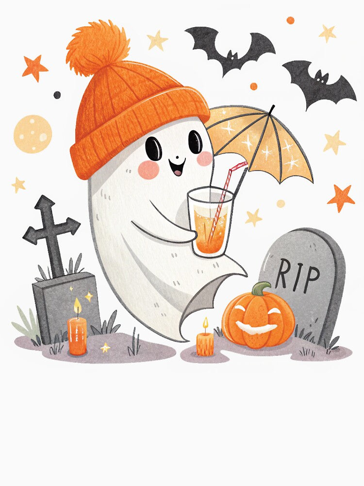 Cute Ghost Coffee Pumpkin Halloween by MOHITSALVI
