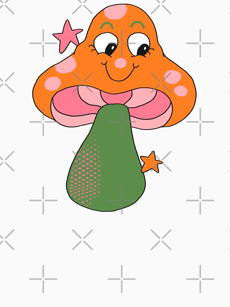 Happy Face Retro Mushroom (Orange) by yellowflowerhut