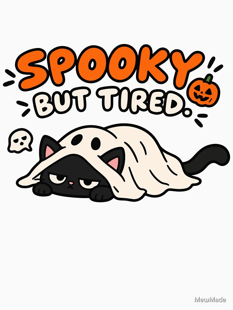 Spooky But Tired Cute Halloween Cat Ghost Costume by MewMade
