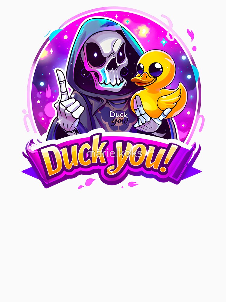 Sarcastic skeleton. Funny duck. Snarky skeleton. by marielkoks