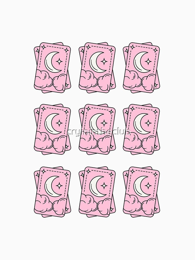 Pink Tarot Card Moon by cryinintheclub