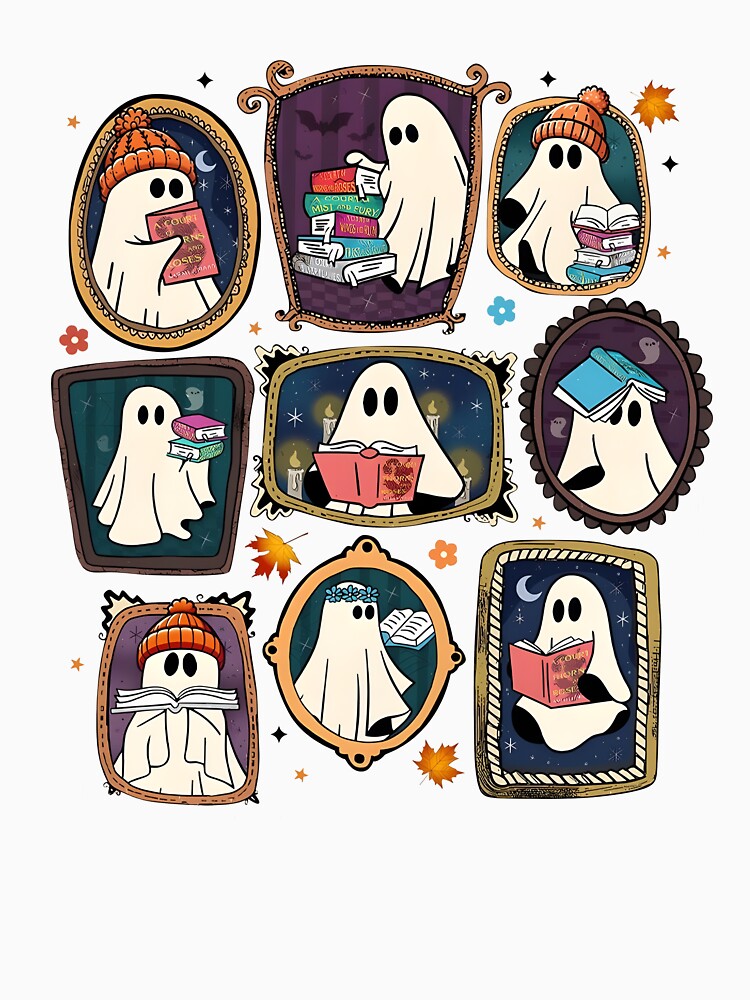 Ghost Reading Books, Books Lover Halloween Gift by Sigurornerosars