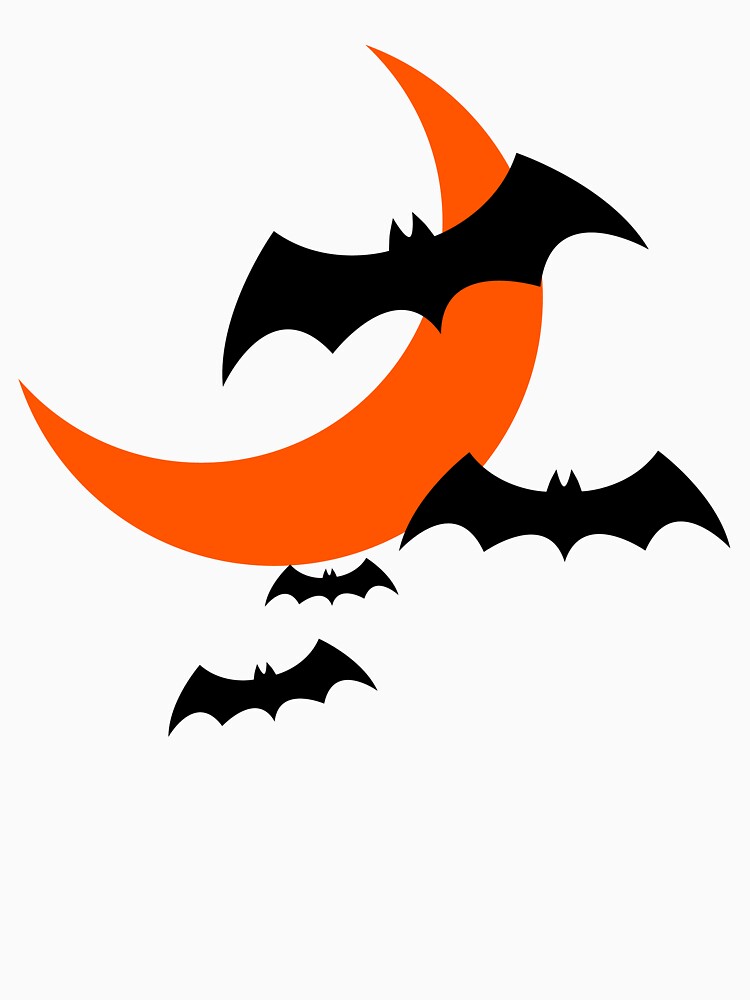 Flying Bats and Orange Moon Design by RuweisVibes
